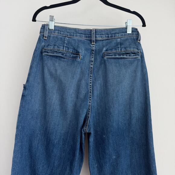 Nili Lotan Floran Jeans Womens 30 Wide Leg Pleated High Rise Flare Denim Trouser - Picture 4 of 11